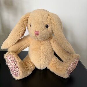 Pier 1 Imports Hopper Cream floral 8" Bunny Rabbit Plush
